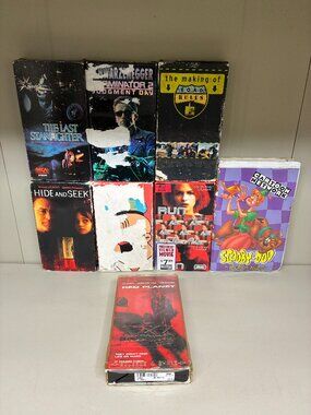 Vintage VHS Lot Terminator 2 Judgment Day Sci-Fi Action Scooby-Doo Popeye 8 Tape